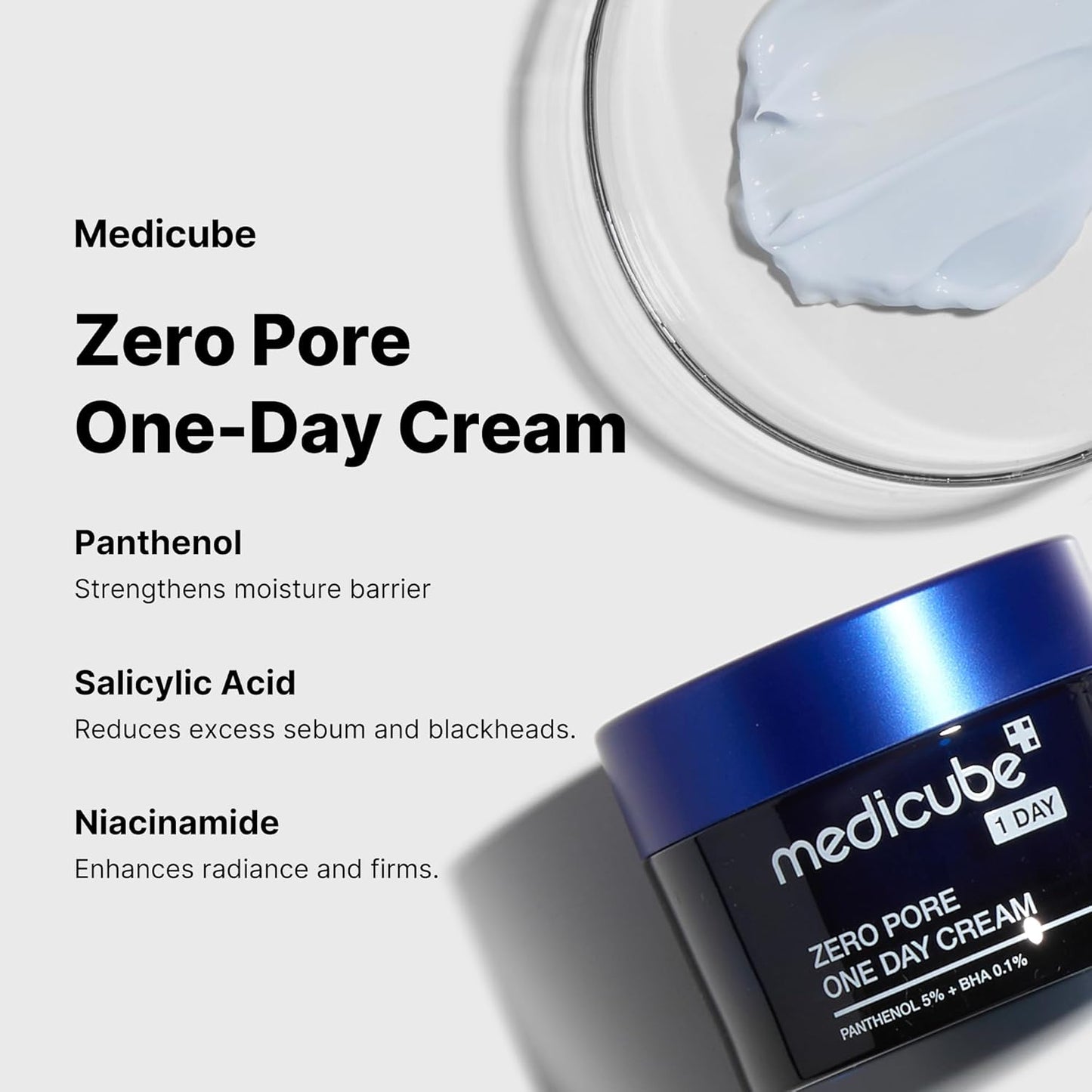 Medicube Zero Pore One-Day Cream 150 ML 1.7 fl.oz - Visibly Smaller Pores, Controls Excess Oil - Pore Refining Cream with Panthenol, Salicylic Acid, and Niacinamide