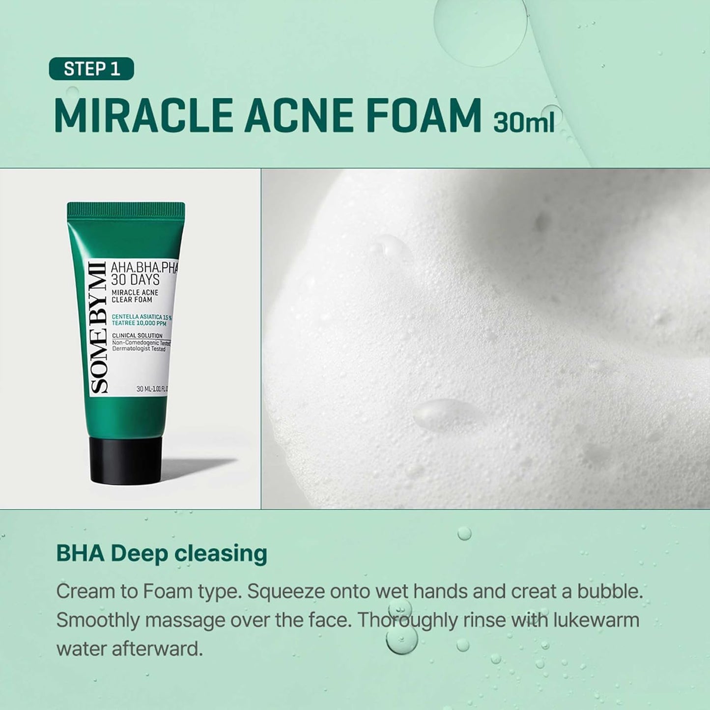 SOME BY MI AHA BHA PHA 30Days Miracle AC SOS Kit - Toner 1.01Oz, Serum 0.33Oz, Cream 0.7Oz, Foam 1.01Oz - Mild Exfoliating Daily Skin Care Set