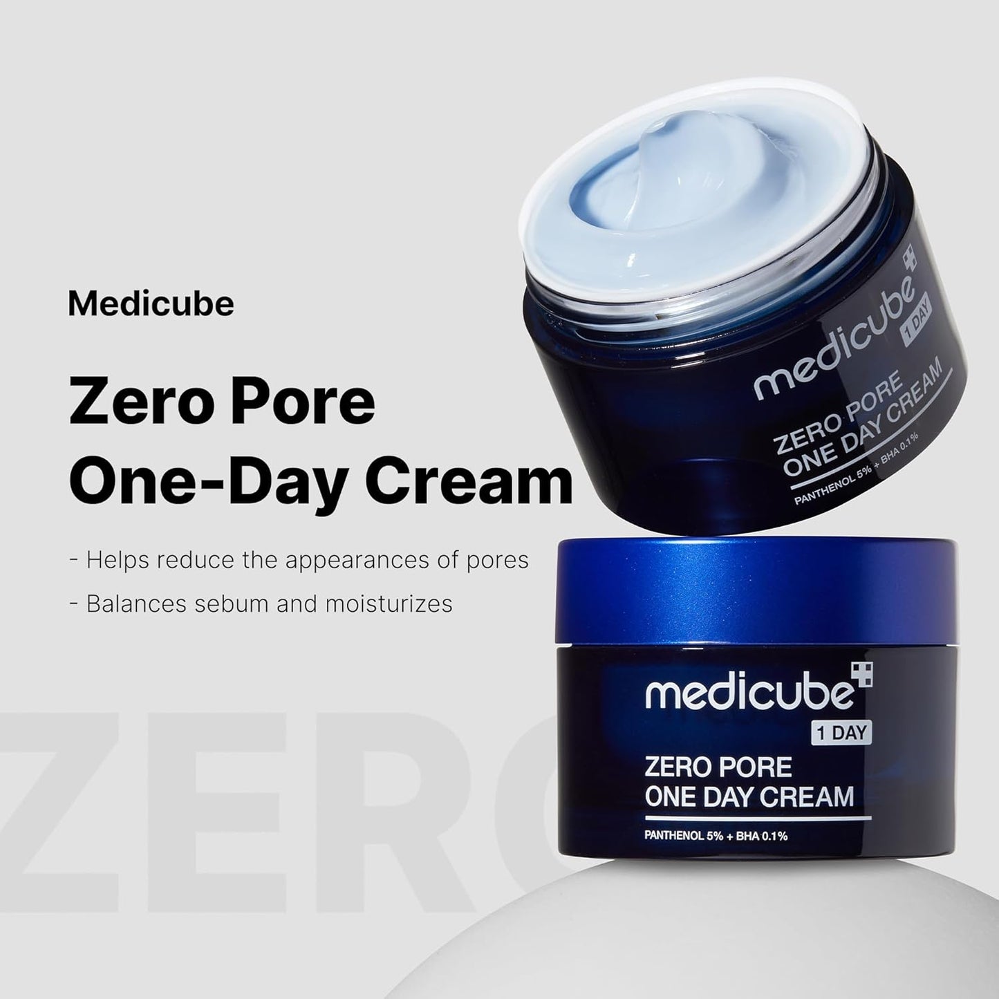 Medicube Zero Pore One-Day Cream 150 ML 1.7 fl.oz - Visibly Smaller Pores, Controls Excess Oil - Pore Refining Cream with Panthenol, Salicylic Acid, and Niacinamide