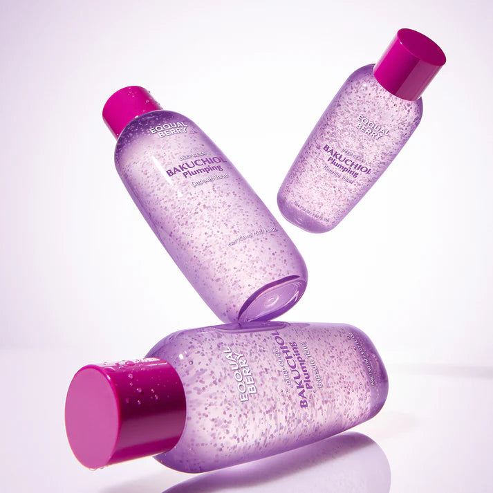 EQQUALBERRY Bakuchiol Plumping Capsule Toner - Natural Retinol Alternative Face Toner with Hyaluronic Acid - Anti-Aging, Soothing, Hydrating Korean Skincare for Sensitive Skin (150ml / 5.1 fl oz)