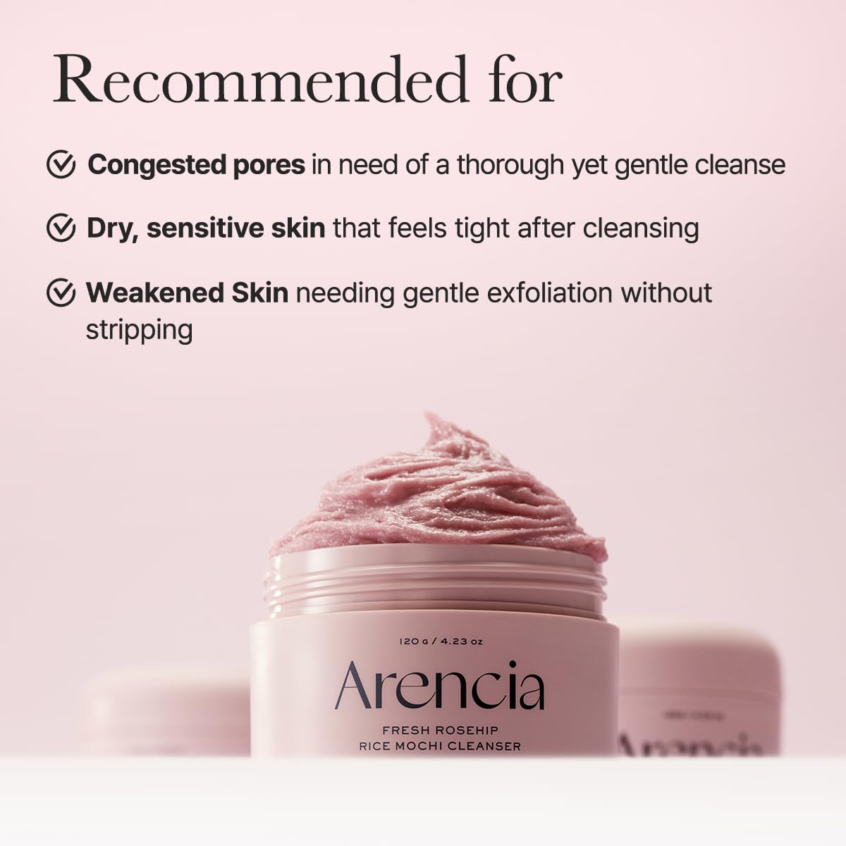 Arencia Rosehip Brightening Rice Mochi Face Cleanser & Daily Scrub (4.23oz)