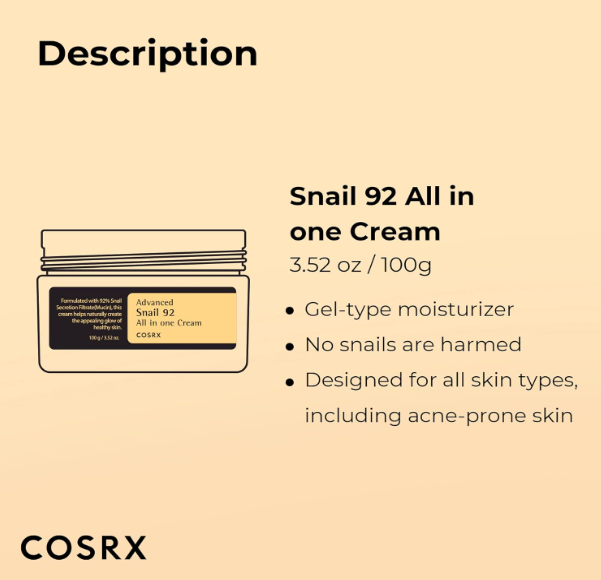 COSRX Advanced Snail 92 All-in-One Cream (100g / 3.52 oz.)