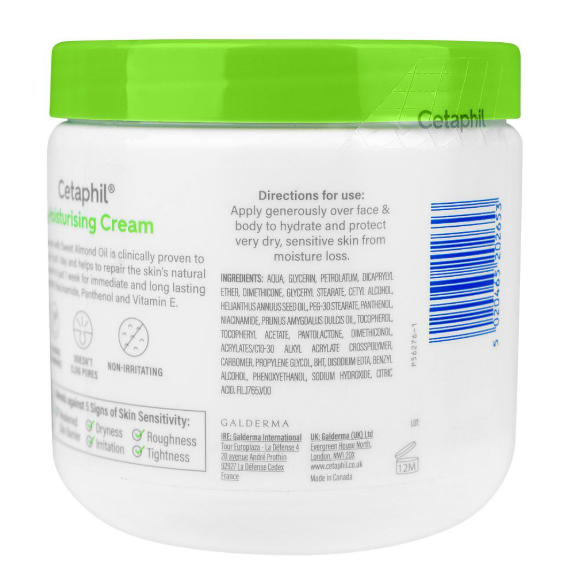 Cetaphil Moisturizing Cream for Dry to Very Dry, Sensitive Skin (450g / 15.8 oz.)