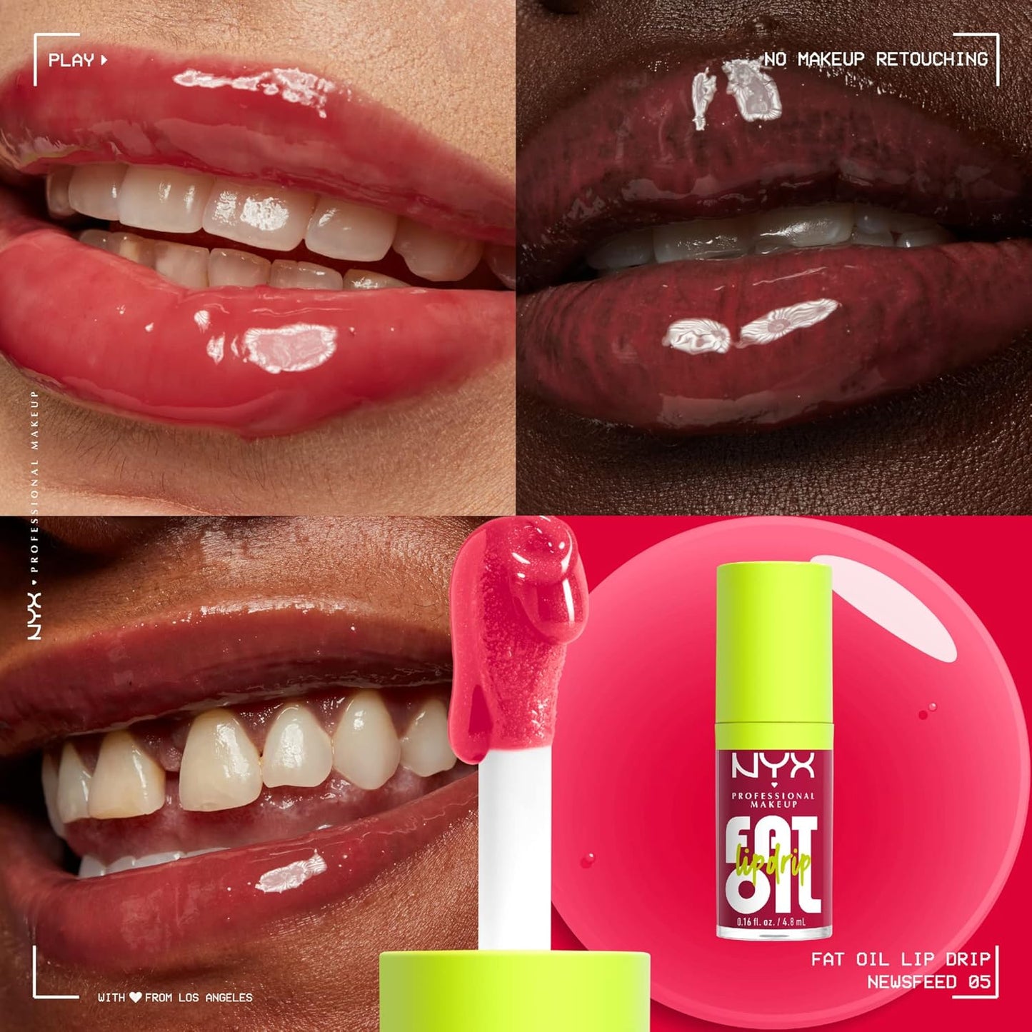 NYX Professional Makeup Fat Oil Lip Drip – Moisturizing Lip Oil Gloss (Newsfeed – Rose Nude)