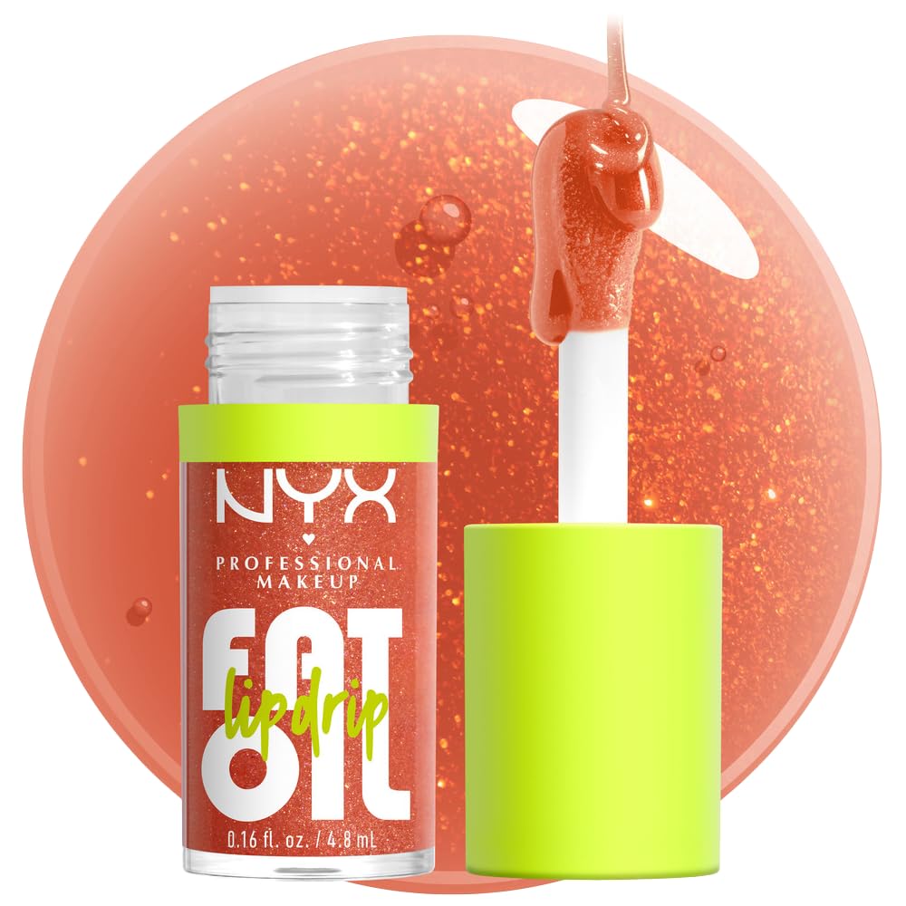 NYX Professional Makeup Fat Oil Lip Drip – Moisturizing Lip Oil Gloss (Follow Back – Shimmering Warm Nude)