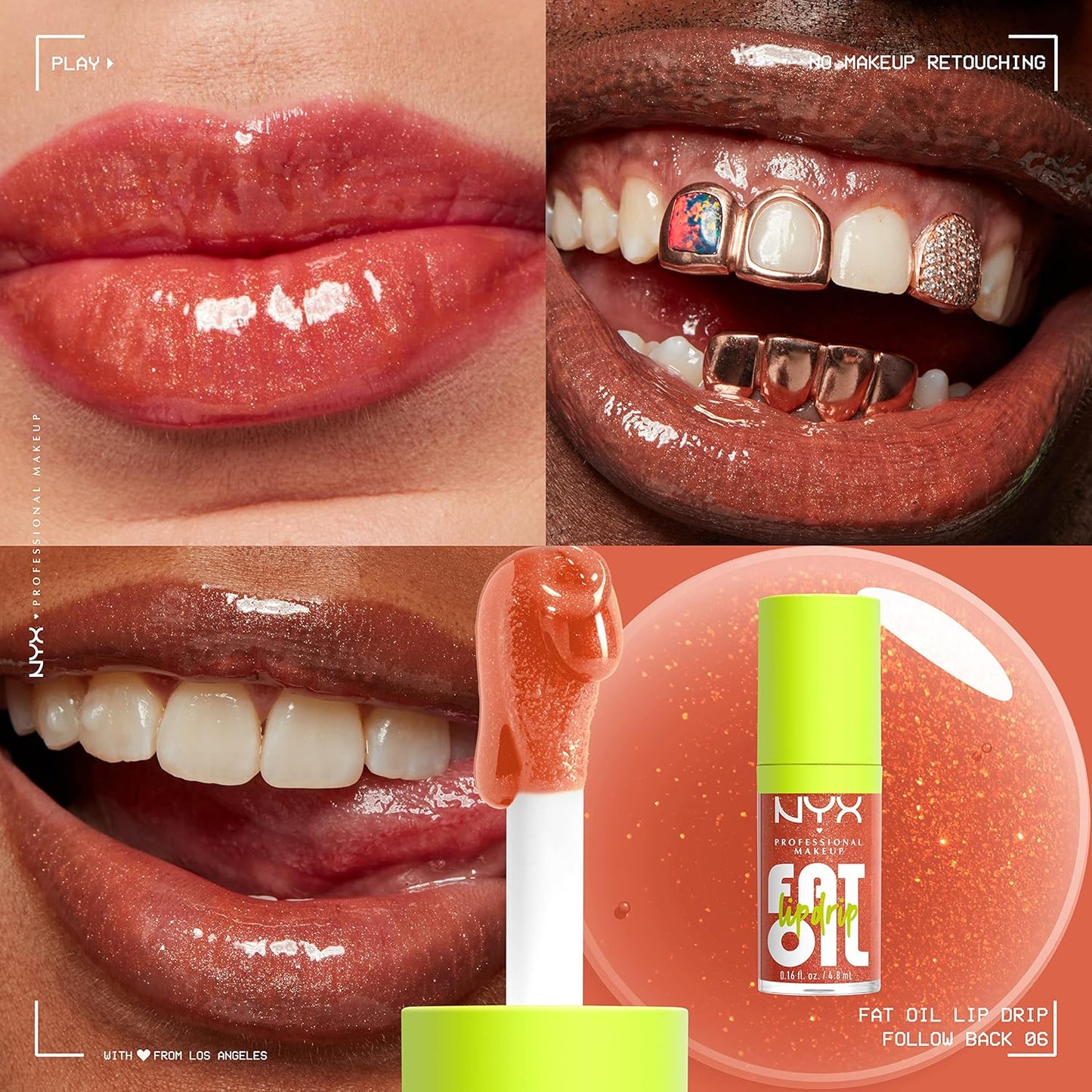 NYX Professional Makeup Fat Oil Lip Drip – Moisturizing Lip Oil Gloss (Follow Back – Shimmering Warm Nude)