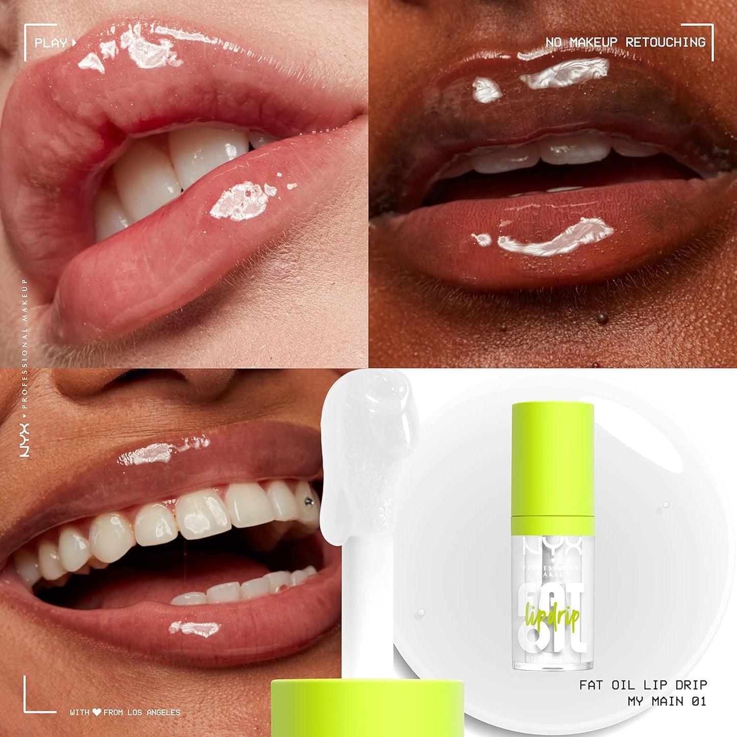 NYX Professional Makeup Fat Oil Lip Drip – Moisturizing Lip Oil Gloss (My Main – Clear)
