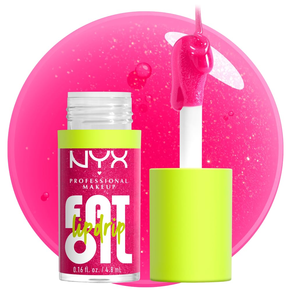 NYX Professional Makeup Fat Oil Lip Drip – Moisturizing Lip Oil Gloss (Supermodel – Shimmering Magenta)
