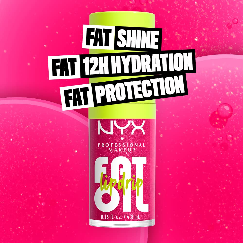 NYX Professional Makeup Fat Oil Lip Drip – Moisturizing Lip Oil Gloss (Supermodel – Shimmering Magenta)