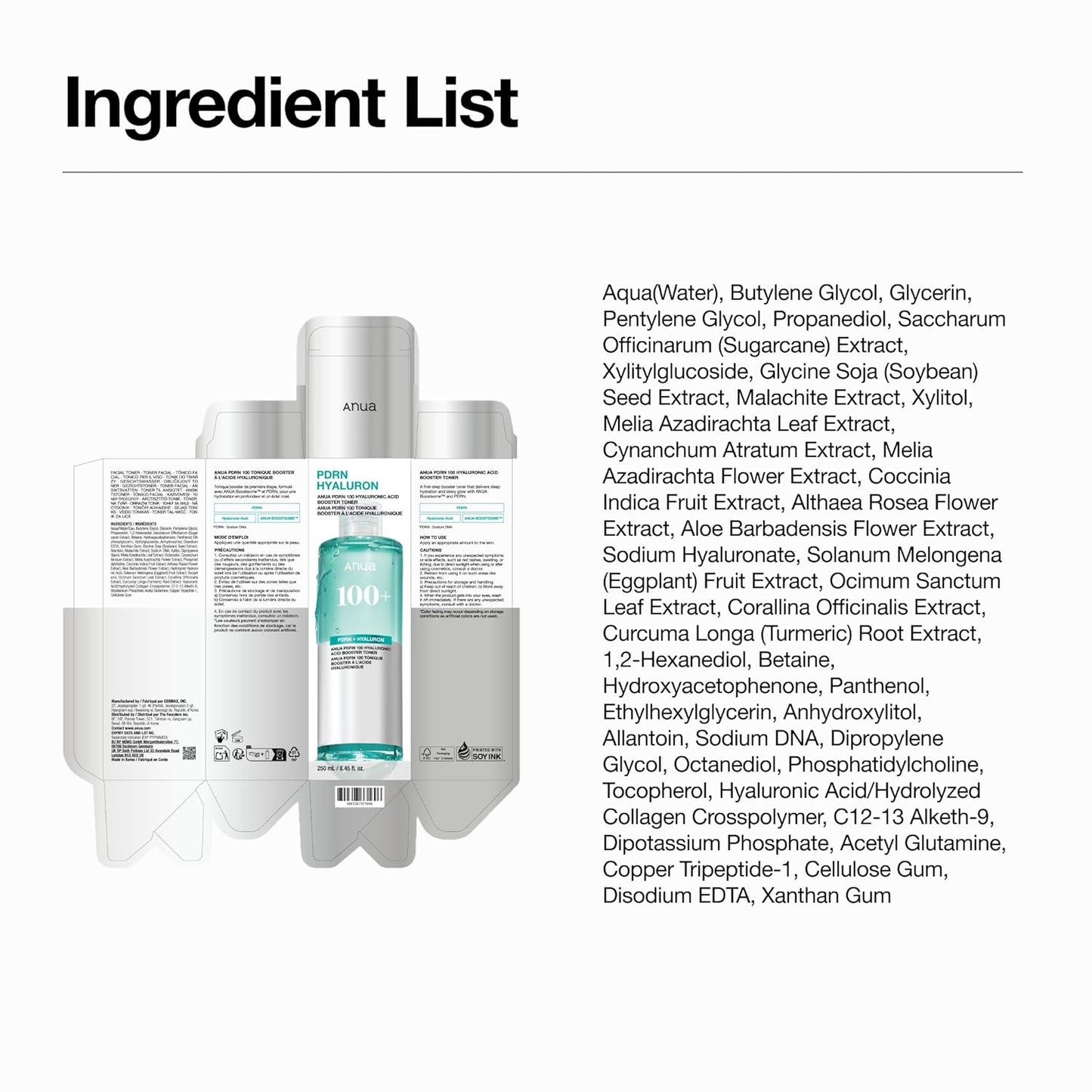 Anua PDRN 100 Hyaluronic Acid Booster Toner, Hydrating Face Toner for Dry Skin, Salmon DNA & Collagen for Glass Skin Glow, Moisturizing Daily Toner for Smooth Texture, Korean Skincare, 8.45 fl oz