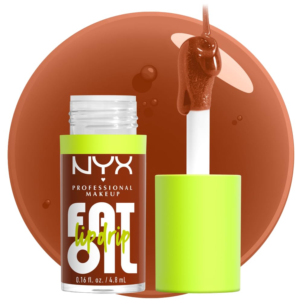 NYX Professional Makeup Fat Oil Lip Drip – Moisturizing Lip Oil Gloss (Scrollin’ – Deep Caramel)