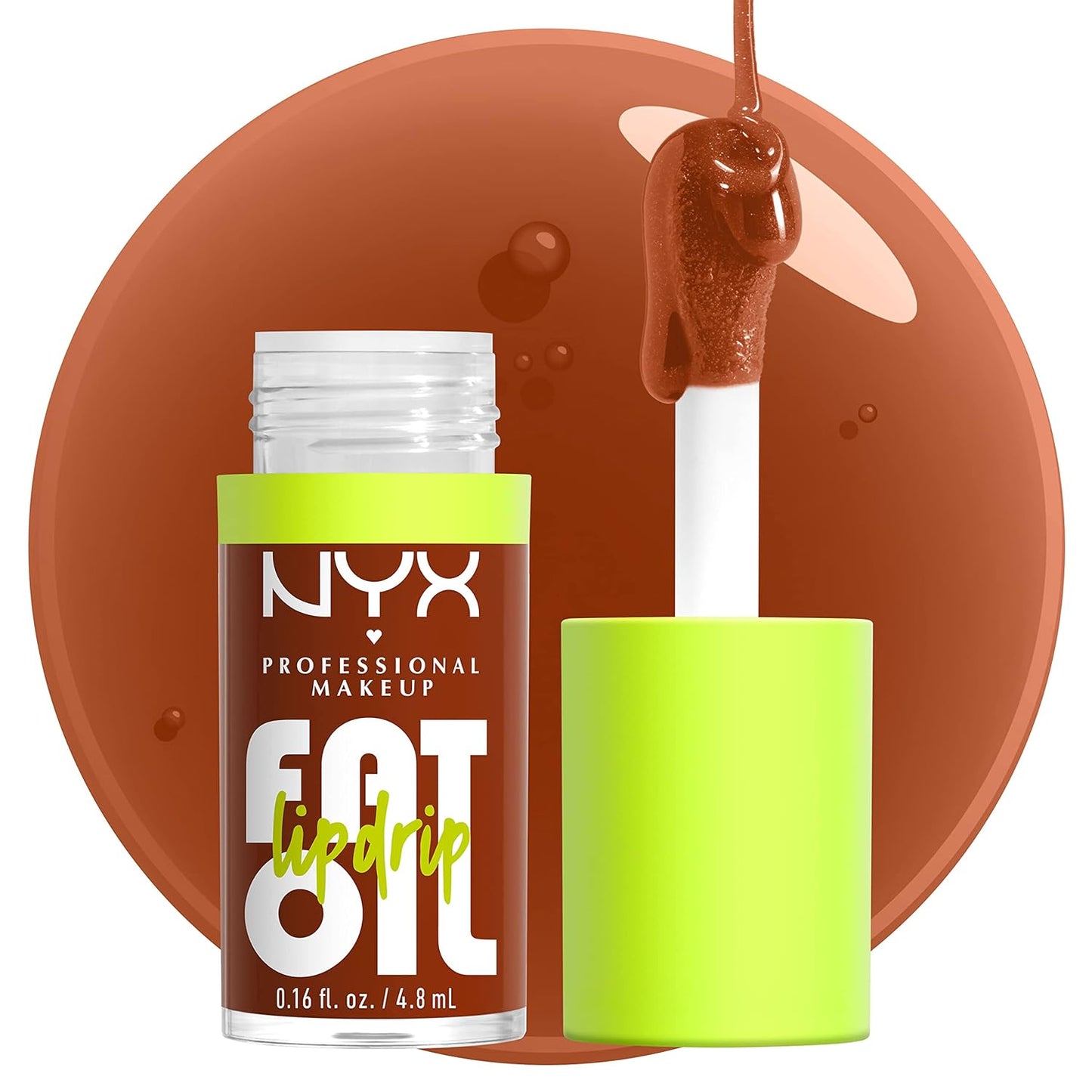 NYX Professional Makeup Fat Oil Lip Drip – Moisturizing Lip Oil Gloss (Scrollin’ – Deep Caramel)