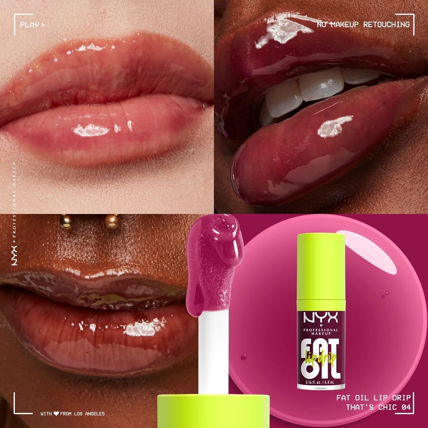 NYX Professional Makeup Fat Oil Lip Drip – Moisturizing Lip Oil Gloss (That’s Chic – Deep Berry)